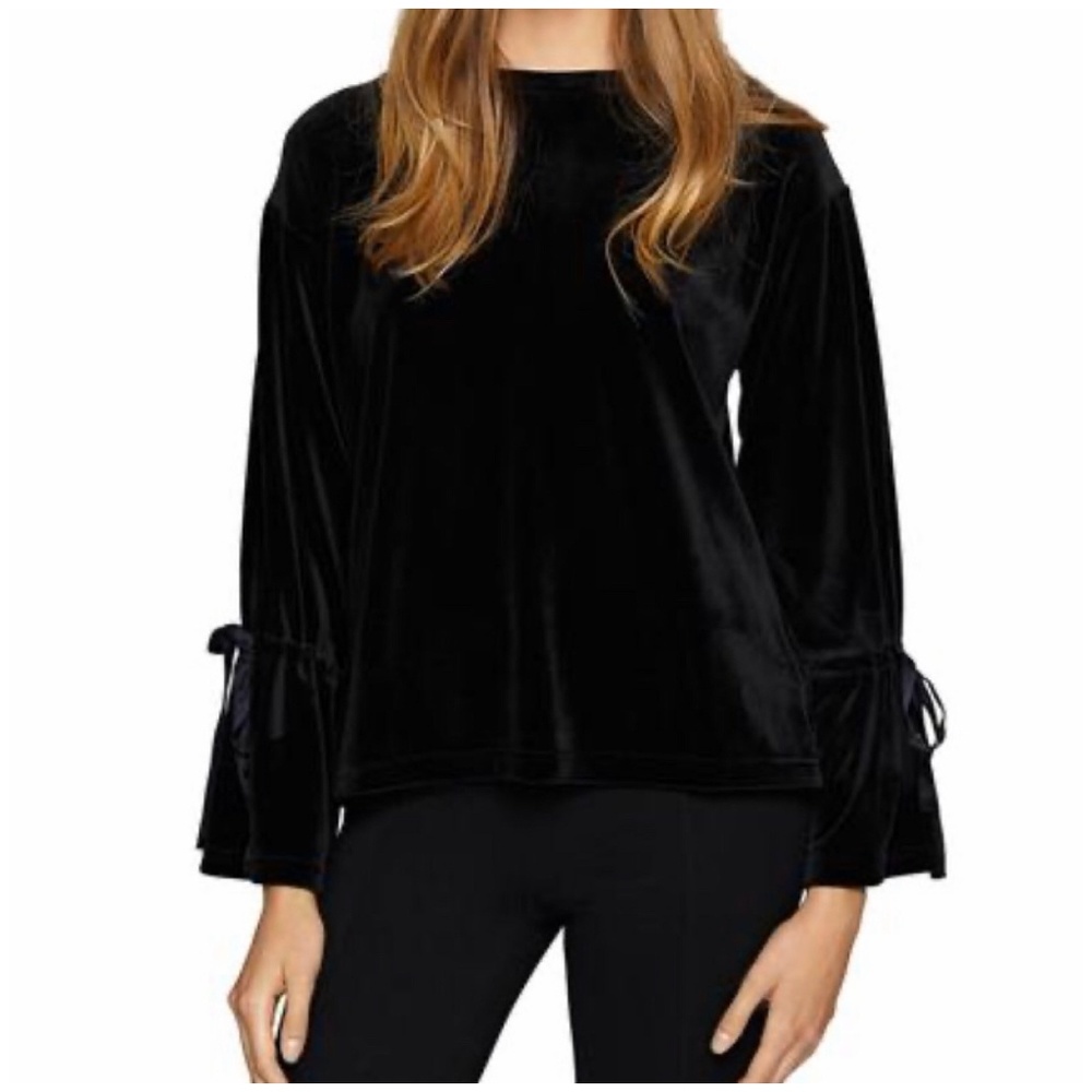 NWT Sanctuary Black Velour Tie Sleeve Blouse Small